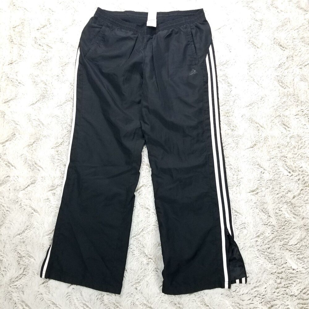 Adidas Track Pants Mens L Black Activewear Flat front Straight Performance